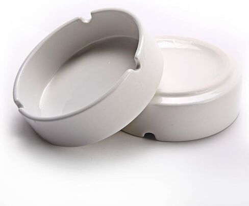 طفاية سجائر من السيراميك الأبيض اللامع للرجال والنساء، صينية الرماد في الهواء الطلق والداخل، صينية رماد التدخين لسطح المكتب لتزيين المنزل والمكتب in Kuwait