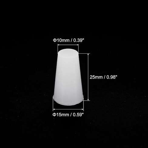 MECCANIXITY Silicone Rubber Tapered Plug 10mm to 15mm Solid White for Powder Coating, Painting, Anodizing, Plating, Sandblasting, Laboratory Use 15 Pieces in Kuwait