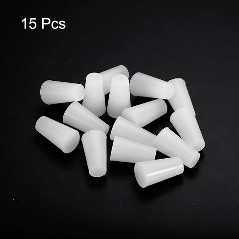 MECCANIXITY Silicone Rubber Tapered Plug 10mm to 15mm Solid White for Powder Coating, Painting, Anodizing, Plating, Sandblasting, Laboratory Use 15 Pieces in Kuwait
