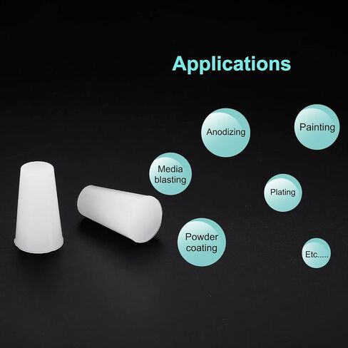 MECCANIXITY Silicone Rubber Tapered Plug 10mm to 15mm Solid White for Powder Coating, Painting, Anodizing, Plating, Sandblasting, Laboratory Use 15 Pieces in Kuwait