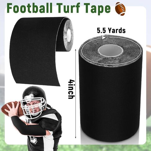 Jenaai 2 Roll Football Turf Tape 33ft Extra Wide Athletic Waterproof Sport Ultra Sticky Turf Tape for Arm Football Kinetic Bandage for Athletic Sport Protects from Burn(Black and White) in Kuwait