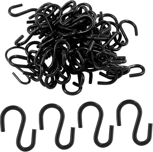Rierdge Metal Small S Hook Black Hanging Hooks S Shaped Wire Hook Hanger Mini Ornament Storage Hooks for Hanging Jewelry Pot Plants Key Chain DIY Craft Decor, 0.98" Length, 2mm Thickness, 60 Pcs in Saudi Arabia