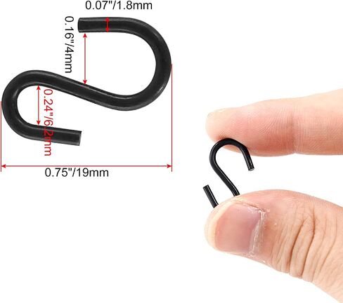 Rierdge Metal Small S Hook Black Hanging Hooks S Shaped Wire Hook Hanger Mini Ornament Storage Hooks for Hanging Jewelry Pot Plants Key Chain DIY Craft Decor, 0.98" Length, 2mm Thickness, 60 Pcs in Saudi Arabia