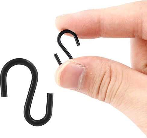 Rierdge Metal Small S Hook Black Hanging Hooks S Shaped Wire Hook Hanger Mini Ornament Storage Hooks for Hanging Jewelry Pot Plants Key Chain DIY Craft Decor, 0.98" Length, 2mm Thickness, 60 Pcs in Saudi Arabia