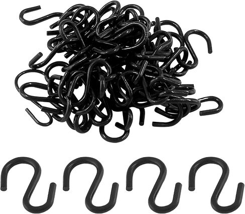 Rierdge Metal Small S Hook Black Hanging Hooks S Shaped Wire Hook Hanger Mini Ornament Storage Hooks for Hanging Jewelry Pot Plants Key Chain DIY Craft Decor, 0.98" Length, 2mm Thickness, 60 Pcs in Saudi Arabia