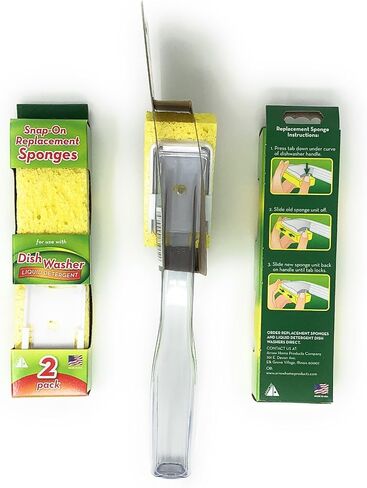 Arrow Dish Sponge With Soap Dispenser Handle and 4 Refill Sponges - Fillable Dish Wand for Quick, Convenient Cleaning - Made in the USA - Easy to Refill, Built-In Scrubber, Ideal for Dishes and Pans in Saudi Arabia