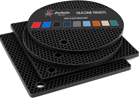 Joyhalo Trivets for Hot Dishes - Hot Pads for Kitchen, Silicone Pot Holders for Hot Pots and Pans, Silicone Mats for Kitchen Countertops, Table, Flexible Easy to Wash and Dry, Grey in Kuwait