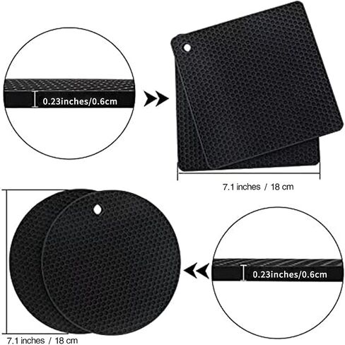 Joyhalo Trivets for Hot Dishes - Hot Pads for Kitchen, Silicone Pot Holders for Hot Pots and Pans, Silicone Mats for Kitchen Countertops, Table, Flexible Easy to Wash and Dry, Grey in Kuwait