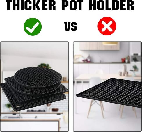 Joyhalo Trivets for Hot Dishes - Hot Pads for Kitchen, Silicone Pot Holders for Hot Pots and Pans, Silicone Mats for Kitchen Countertops, Table, Flexible Easy to Wash and Dry, Grey in Kuwait