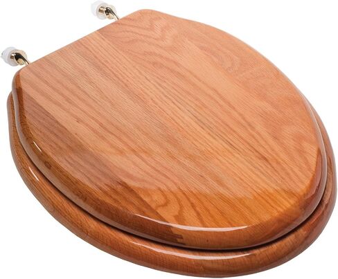 Comfort Seats C1B1E18BN Designer Solid Wood Toilet Seat with PVD Brushed Nickel Hinges, Elongated, Dark Brown in Kuwait