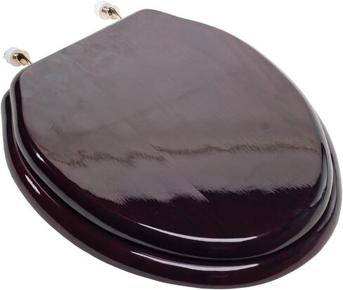 Comfort Seats C1B1E18BN Designer Solid Wood Toilet Seat with PVD Brushed Nickel Hinges, Elongated, Dark Brown in Kuwait