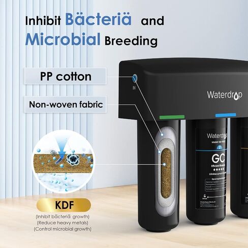 Waterdrop TSB 3-Stage High Capacity Under Sink Water Filter, Reduces PFAS, PFOA/PFOS, Fluoride, Chlorine, Bad Taste & Odor, with Dedicated Faucet, NSF/ANSI 42 Certified Element, USA Tech in Saudi Arabia