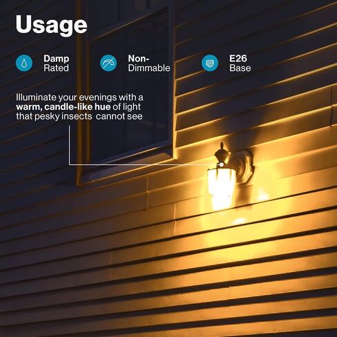 Sunco 4 Pack LED Bug Light Bulbs Outdoor A19 Yellow Dusk to Dawn Bug Light for Porch 9W Auto On/Off, Photocell Sensor, 2000K Amber Glow, E26 Base, Patio, Deck, Backyard UL Listed in Saudi Arabia