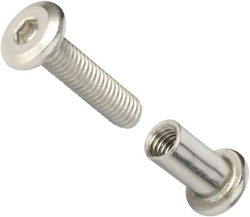 M6 x 16mm Socket Cap Furniture Bolts with Barrel Nuts for Furniture Cots Beds Crib and Chairs, Stainless Steel 18-8 (304), 10 Sets in Saudi Arabia