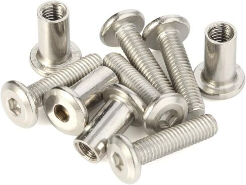 M6 x 16mm Socket Cap Furniture Bolts with Barrel Nuts for Furniture Cots Beds Crib and Chairs, Stainless Steel 18-8 (304), 10 Sets in Saudi Arabia