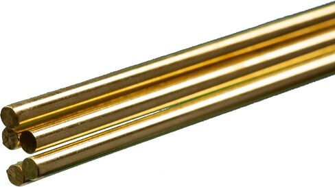 K & S 1161 Round Brass Rod, 3/32" OD x 36" Long, 5 Pieces, Made in The USA in Saudi Arabia