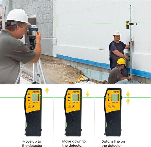 كاشف ليزر سيجمان لمستوى الليزر الخطي، ليزر أخضر وجهاز استقبال شعاع أحمر لليزر الخطي النابض يصل إلى 165 قدمًا، جهاز استقبال ليزر رقمي مع شاشات LED ثلاثية الجوانب، يتضمن مشبك قضيب - CLD 100 in Kuwait