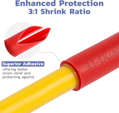 haisstronica 220pcs 3:1 Heat Shrink Tubing, Adhesive Lined Marine Grade Heat Shrink Tube - 1.75" Length 6Size Perfect for Home,Automotive,and Industrial, 1/8"-3/4" (Black/Red) in Kuwait