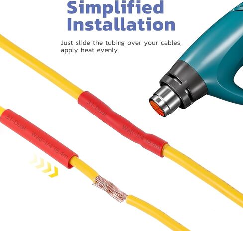 haisstronica 220pcs 3:1 Heat Shrink Tubing, Adhesive Lined Marine Grade Heat Shrink Tube - 1.75" Length 6Size Perfect for Home,Automotive,and Industrial, 1/8"-3/4" (Black/Red) in Kuwait