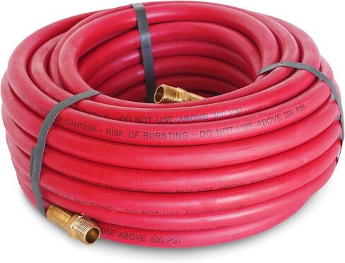 Steelman 50-Foot x 3/8-Inch ID Rubber Air Hose for Pneumatic Tools, 3/8-Inch Male NPT Brass Fittings, 300-PSI Working Pressure, Abrasion/Chemical Resistant, Premium Rubber in Saudi Arabia