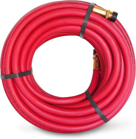 Steelman 50-Foot x 3/8-Inch ID Rubber Air Hose for Pneumatic Tools, 3/8-Inch Male NPT Brass Fittings, 300-PSI Working Pressure, Abrasion/Chemical Resistant, Premium Rubber in Saudi Arabia