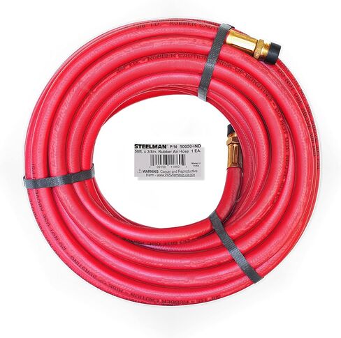 Steelman 50-Foot x 3/8-Inch ID Rubber Air Hose for Pneumatic Tools, 3/8-Inch Male NPT Brass Fittings, 300-PSI Working Pressure, Abrasion/Chemical Resistant, Premium Rubber in Saudi Arabia