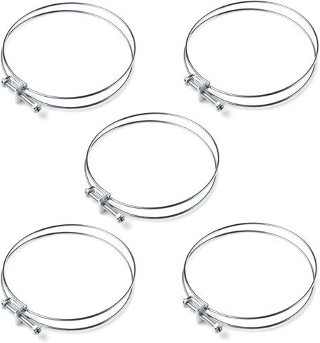 POWERTEC 70217 5 Inch Double Wire Hose Clamp, Adjustable Stainless Steel Hose Clamps for Dust Collector, Dust Collection Hose and Dryer Vent Hose, 5 pack (Color May Vary) in Saudi Arabia