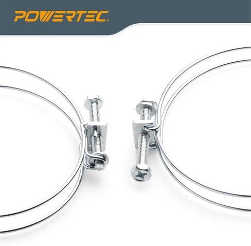 POWERTEC 70217 5 Inch Double Wire Hose Clamp, Adjustable Stainless Steel Hose Clamps for Dust Collector, Dust Collection Hose and Dryer Vent Hose, 5 pack (Color May Vary) in Saudi Arabia