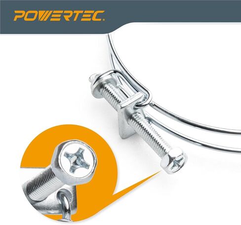 POWERTEC 70217 5 Inch Double Wire Hose Clamp, Adjustable Stainless Steel Hose Clamps for Dust Collector, Dust Collection Hose and Dryer Vent Hose, 5 pack (Color May Vary) in Saudi Arabia