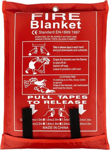 FLASLD Large Fire Blanket for Home and Kitchen, 6 ft x 8 ft Fiberglass Welding Blanket Emergency for People, Flame Retardant Protection and Heat Insulation in Kuwait