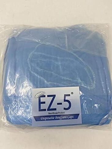 EZ-5 100 pcs (Blue) Disposable Bouffant Caps, Spun-Bounded Poly, Hair Head Cover Net, Non-Woven, Medical, Labs, Nurse, Tattoo, Food Service, Hospital-(21 INCH) in Saudi Arabia