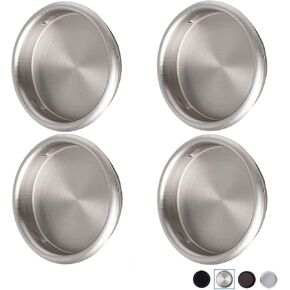 Enconker 4 Pack Closet Door Finger Pull 2-1/8", Sliding Closet Door Hardware Bypass, Satin Nickel Cabinet Pulls, Easy Snap-in Installation Fits 5/16"Depth x 2-1/8" Diameter Opening Hole