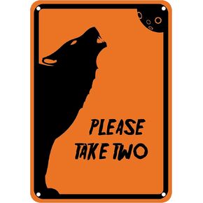Reflective Aluminum Halloween Sign "Please Take Two" 7" x 10" (HW-0184-RA)
