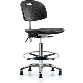 LabTech Seating LT40727 فئة 10 مقبض غرفة نظيفة من مادة البولي يوريثين كرسي بمقعد مرتفع قاعدة كروم، حلقة قدم من الكروم، تنزلق in Kuwait