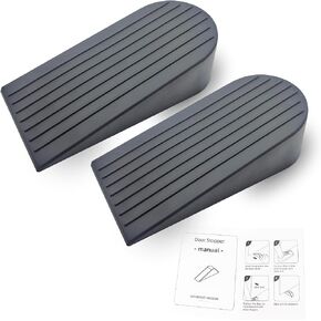 Big Rubber Door Stoppers 2 Packs Heavy Duty Wedge Door Stop for All Floors 1.9 Inches Non-Scratching Doorstops Special for Home Office School Hotel Heavy Door (Black) in Saudi Arabia
