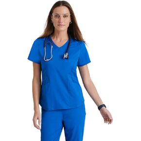 BARCO Grey's Anatomy Scrubs Impact - Moto Scrub Top for Women, V-Neck Medical Top, Spandex Stretch Women's Scrub Top