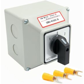 مفتاح تحويل دوار Keymoo 40A مع صندوق خارجي، 3 محطات 3 مراحل 12، مفتاح محدد عالمي مع محطات صفراء AWG 12-10، صندوق تبديل الكاميرا IP65 40/D303.3D in Saudi Arabia