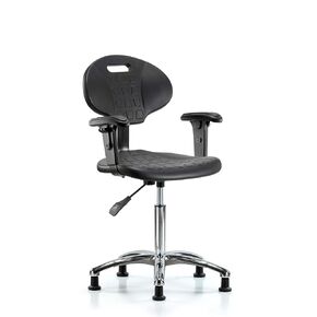 LabTech Seating LT43900 Tulip Medium Bench Chair, Polyurethane, Chrome Base - Arms, Glides in Kuwait