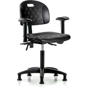LabTech Seating LT42837 Handle Medium Bench Chair, Polyurethane, Nylon Base - Tilt, Arms, Glides in Kuwait