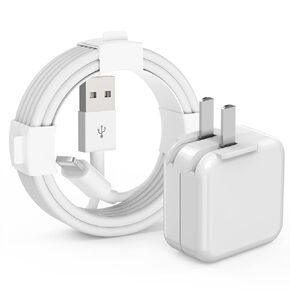 شاحن iPad، سلك شاحن iPad بطول 10 أقدام معتمد من Apple، شاحن حائط USB بقدرة 12 وات، قابس سفر محمول قابل للطي مع كابل Lightning طويل لجهاز iPad 4/5/6/7/8/9، iPad Mini 1/2/3/4/5، iPad الهواء 1/2/3، اي فون in Kuwait