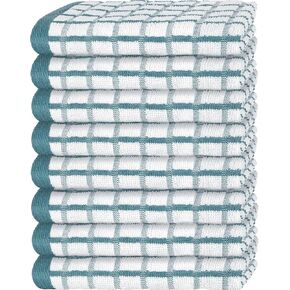 White Classic Premium Dish Towels for Kitchen, with Hanging Loop [8 Pack] Heavy Duty Absorbent 100% Cotton 410 GSM Terry Kitchen Towels, 16x26 (Multi)