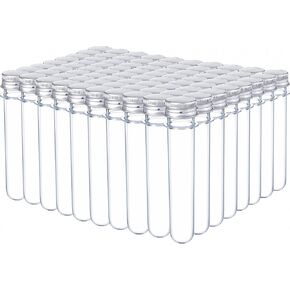 80 قطعة من انابيب اختبار بلاستيكية مسطحة شفافة 45 مل مع اغطية لولبية 140 × 25 ملم، انابيب بلاستيكية علوية مع اغطية حاويات اختبار لخرز الحلوى وكرات العلكة والملح وعينات السائل in Kuwait