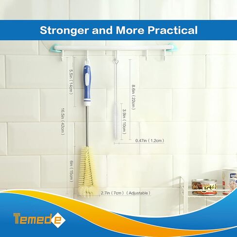 فرشاة زجاجة تيميدي بمقبض فولاذي طويل 16.5 بوصة منظف أكواب الماء، فرشاة تنظيف مرنة لتنظيف المطبخ المنزلي وغسل زجاجات الأطفال والزجاجات الرياضية والأواني الزجاجية والأكواب وجرة الطعام والأكواب أو أدوات النبيذ in Kuwait