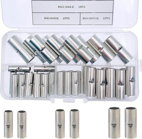 طقم موصلات مؤخرة غير معزولة من Teasic 40 قطعة AWG 4 6 8 قياس موصلات مؤخرة غير معزولة محطات تجعيد الأسلاك الكهربائية in Kuwait