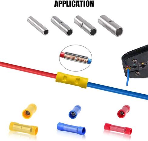 طقم موصلات مؤخرة غير معزولة من Teasic 40 قطعة AWG 4 6 8 قياس موصلات مؤخرة غير معزولة محطات تجعيد الأسلاك الكهربائية in Kuwait