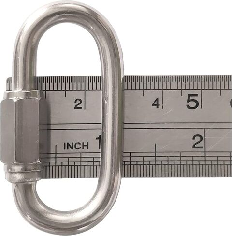 JENSWILL 5 Pack 3/16" Quick Link, M5 Chain Link 304 Stainless Steel D Shape Locking Carabiner Heavy Duty Repair Link Pets Keychain for Outdoor Traveling Equipment Capacity 648lb in Kuwait