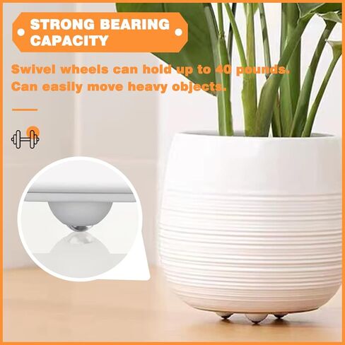 عجلات SHANZHUU ذاتية اللصق صغيرة، 8 عبوات من عجلات دوارة صغيرة تدور 360 درجة بكرة لاصقة لصناديق تخزين الأثاث، رف تخزين سفلي، سلة المهملات (أبيض) in Kuwait