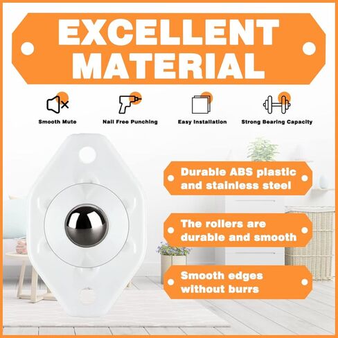 عجلات SHANZHUU ذاتية اللصق صغيرة، 8 عبوات من عجلات دوارة صغيرة تدور 360 درجة بكرة لاصقة لصناديق تخزين الأثاث، رف تخزين سفلي، سلة المهملات (أبيض) in Kuwait