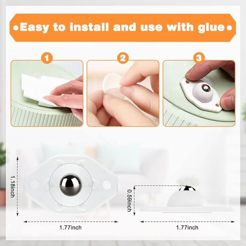 عجلات SHANZHUU ذاتية اللصق صغيرة، 8 عبوات من عجلات دوارة صغيرة تدور 360 درجة بكرة لاصقة لصناديق تخزين الأثاث، رف تخزين سفلي، سلة المهملات (أبيض) in Kuwait