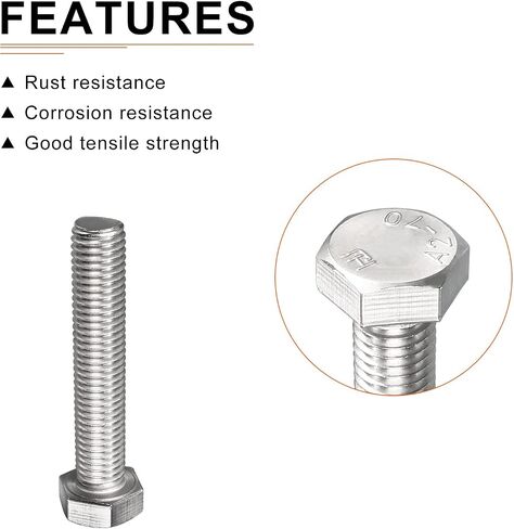 مسامير سداسية DTGN M14x25mm(DxH) - عبوتان - جيدة لأدوات الآلة - 304 براغي سداسية من الفولاذ المقاوم للصدأ in Kuwait